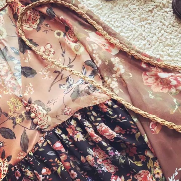 SOLD OUT Bohemian Chiffon Floral Long Sleeve Dress - Picture 10 of 11